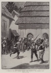 Et kompagni fra West Yorkshire Regiment, der tager kong Prempehs palads i besiddelse